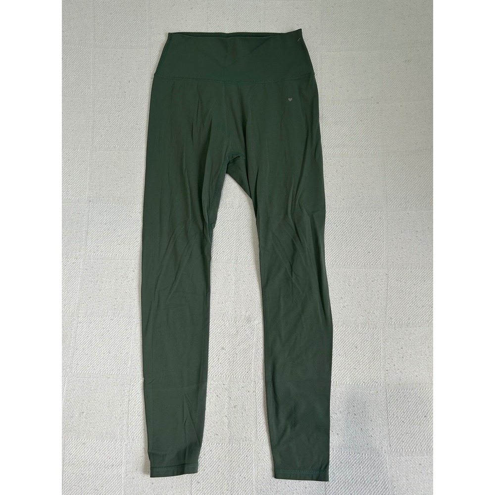 Love Fitness Womens High Waisted Crossover Leggings Green Small Athleisure Yoga